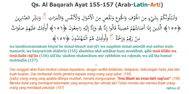 Kajian Qs Al Baqarah 155 157 Arti Tafsir Kandungan Dan Hikmahnya 5535