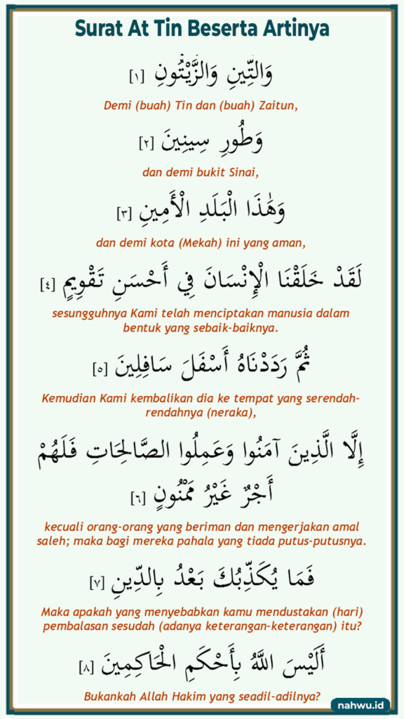 Penjelasan Surat At Tin dan Artinya per Ayat