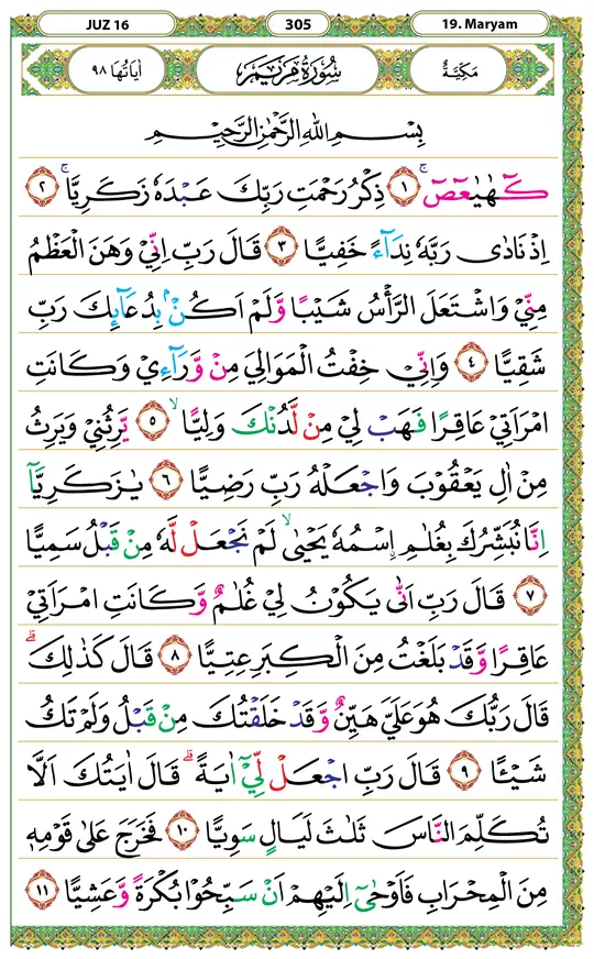 Surat Maryam lengkap teks Al-Qur'an halaman 305 Surat Maryam lengkap halaman 305