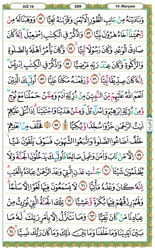 Surat Maryam lengkap teks Al-Qur'an halaman 309 Surat Maryam lengkap halaman 309