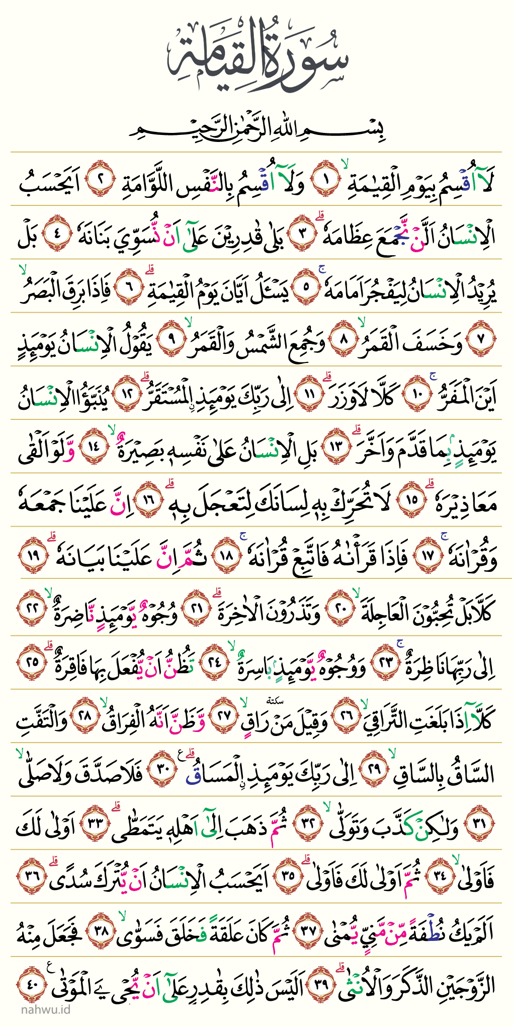 Surat Al-Qiyamah Ayat 1-40