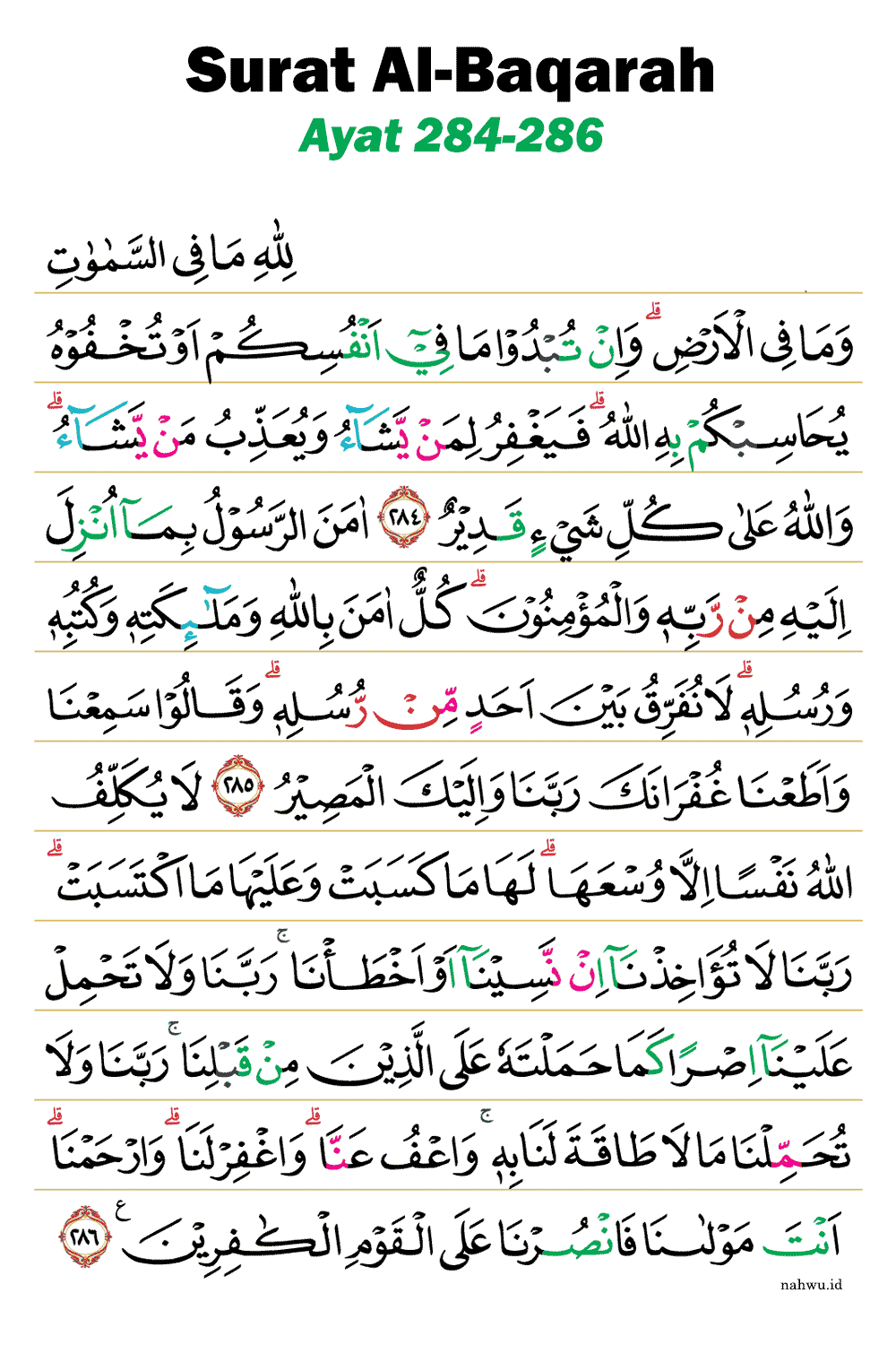 surat al baqarah ayat 284 286